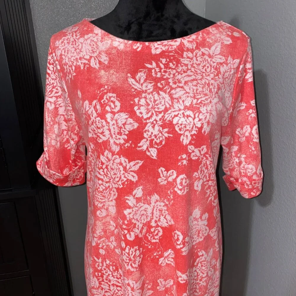 Karen Scott Sport Dress L Floral Print‎ Stretch Casual Lounge Summer Cottagecore